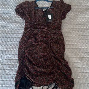 Fashion Nova ruched floral black and red dress